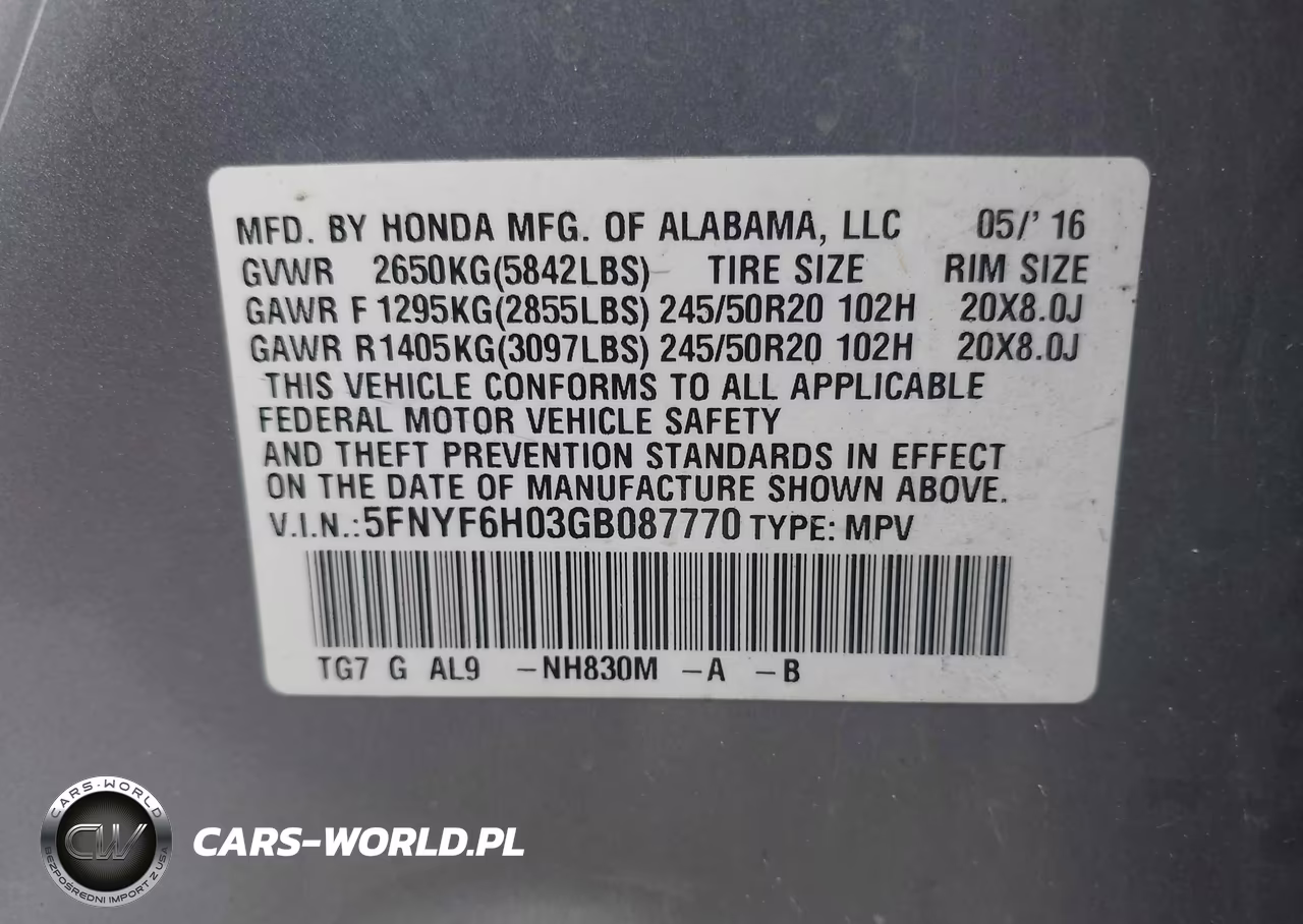 2016 Honda Pilot Elite VIN:5FNYF6H03GB087770 - 9