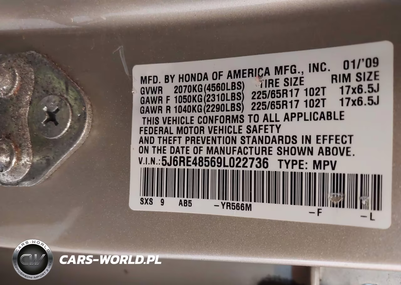 2009 Honda Cr-V Ex VIN:5J6RE48569L022736 - 9