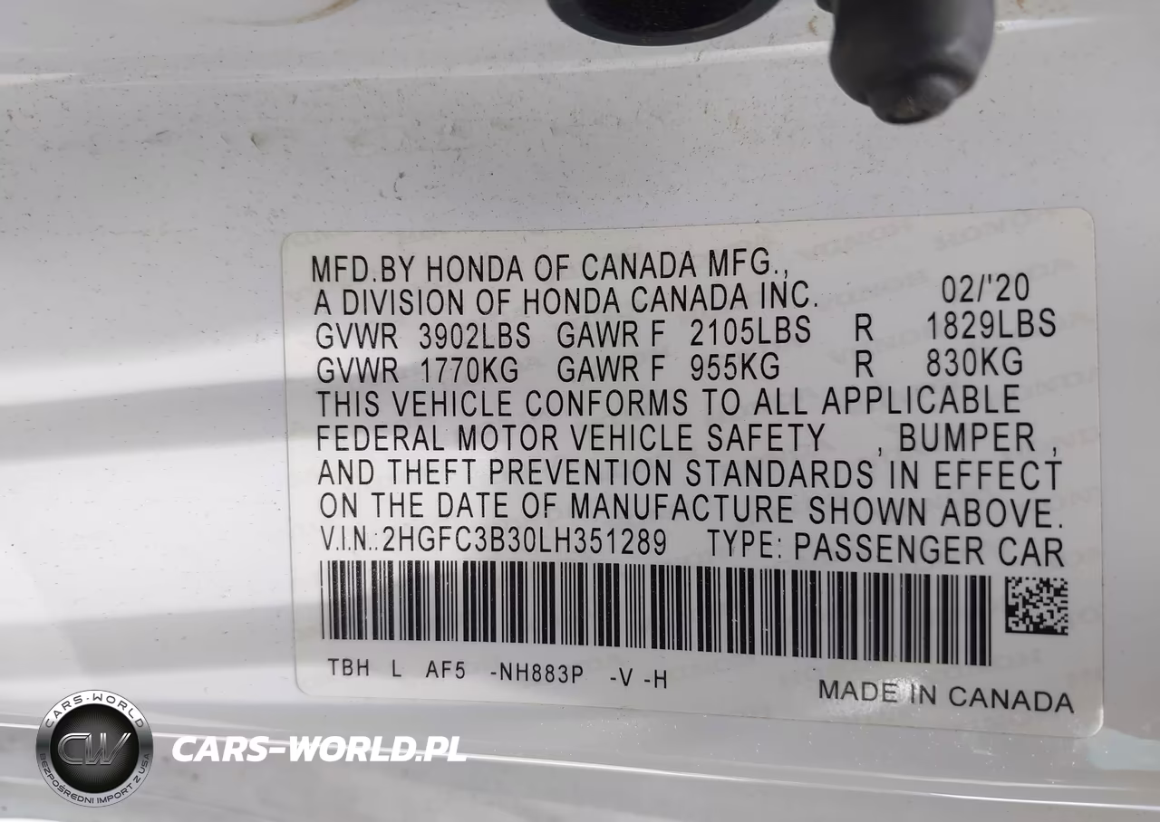 2020 Honda Civic Ex VIN:2HGFC3B30LH351289 - 9