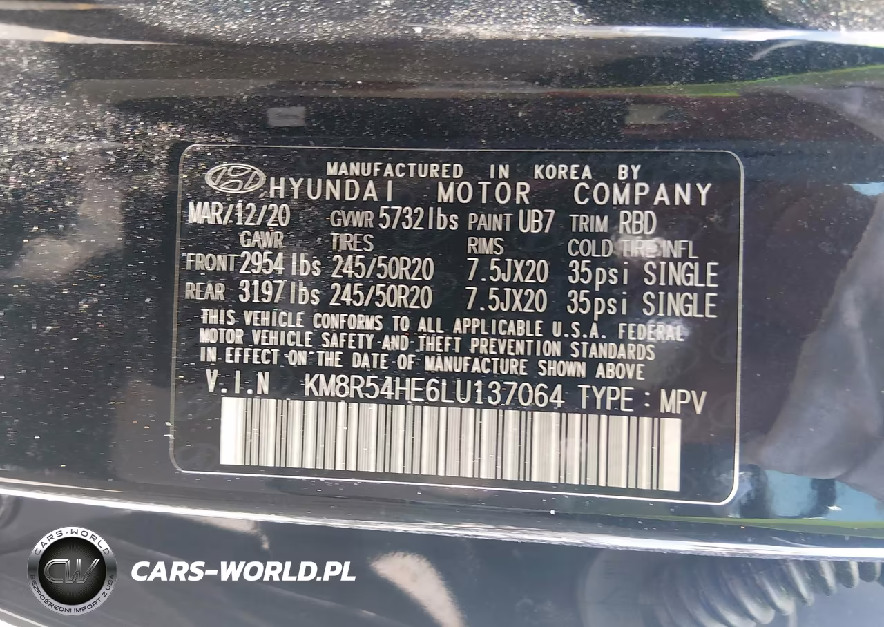 2020 Hyundai Palisade Limited VIN:KM8R54HE6LU137064 - 9