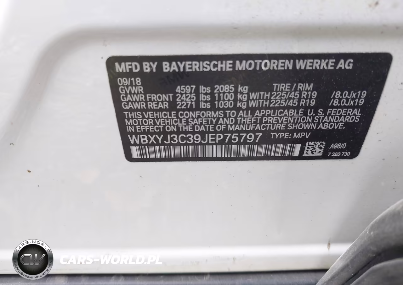 2018 BMW X2 Sdrive28I VIN:WBXYJ3C39JEP75797 - 9