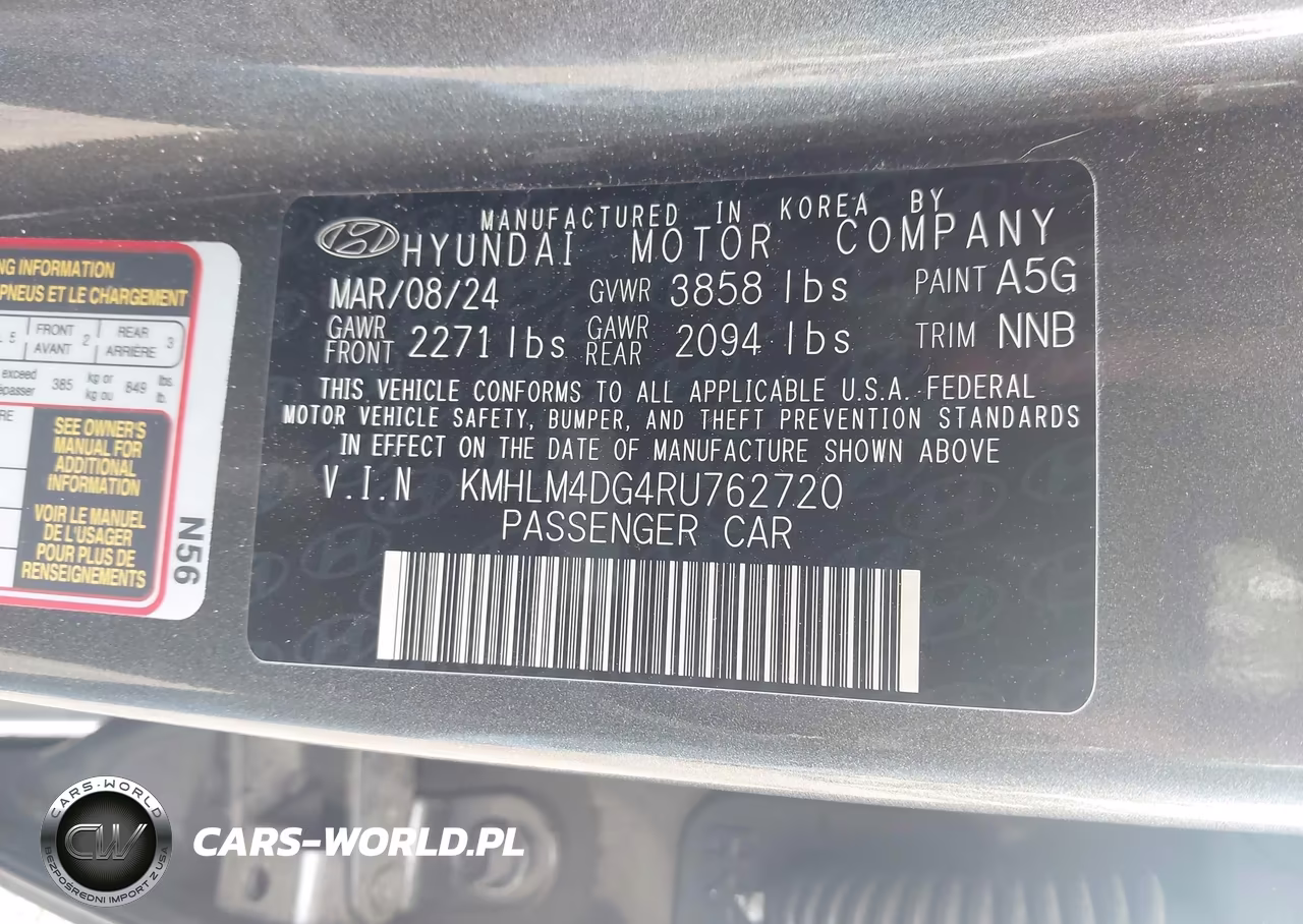 2024 Hyundai Elantra Sel VIN:KMHLM4DG4RU762720 - 9