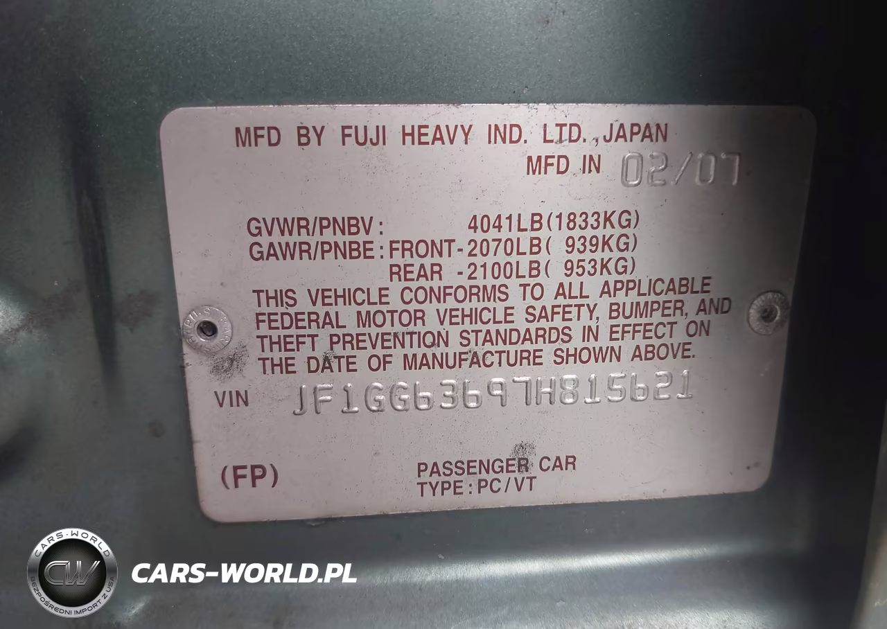 2007 Subaru Impreza Outback Sport VIN:JF1GG63697H815621 - 9