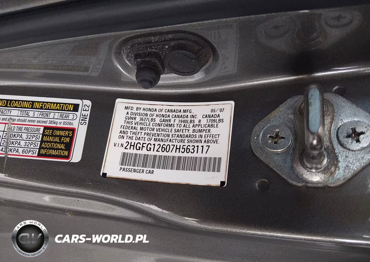 2007 Honda Civic Lx VIN:2HGFG12607H563117 - 9