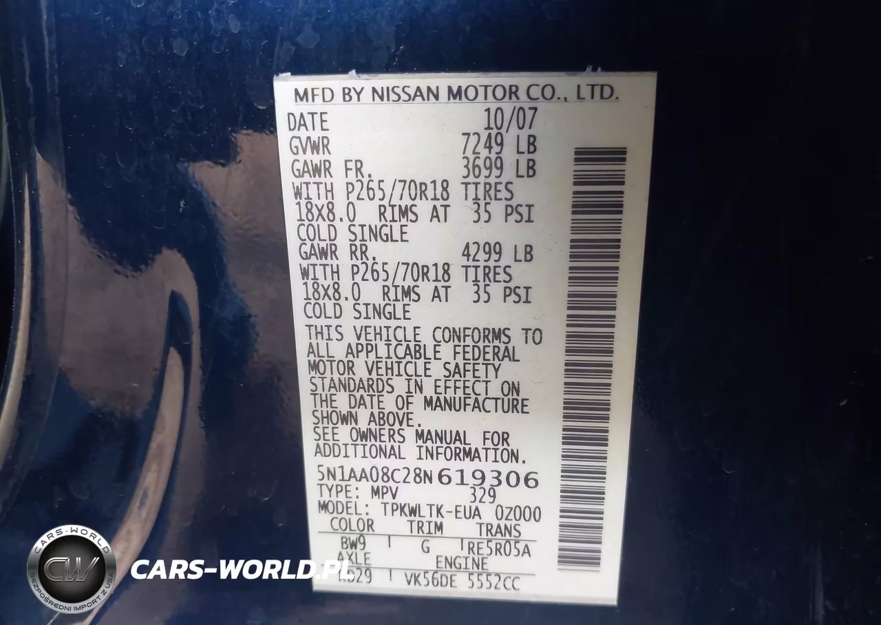 2008 Nissan Armada Se VIN:5N1AA08C28N619306 - 9