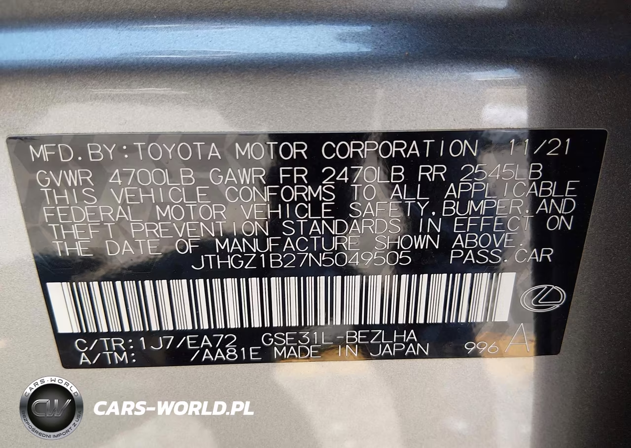 2022 Lexus Is 350 F Sport VIN:JTHGZ1B27N5049505 - 9
