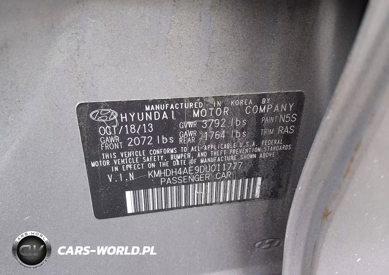 2013 Hyundai Elantra Gls VIN:KMHDH4AE9DU011777 - 9