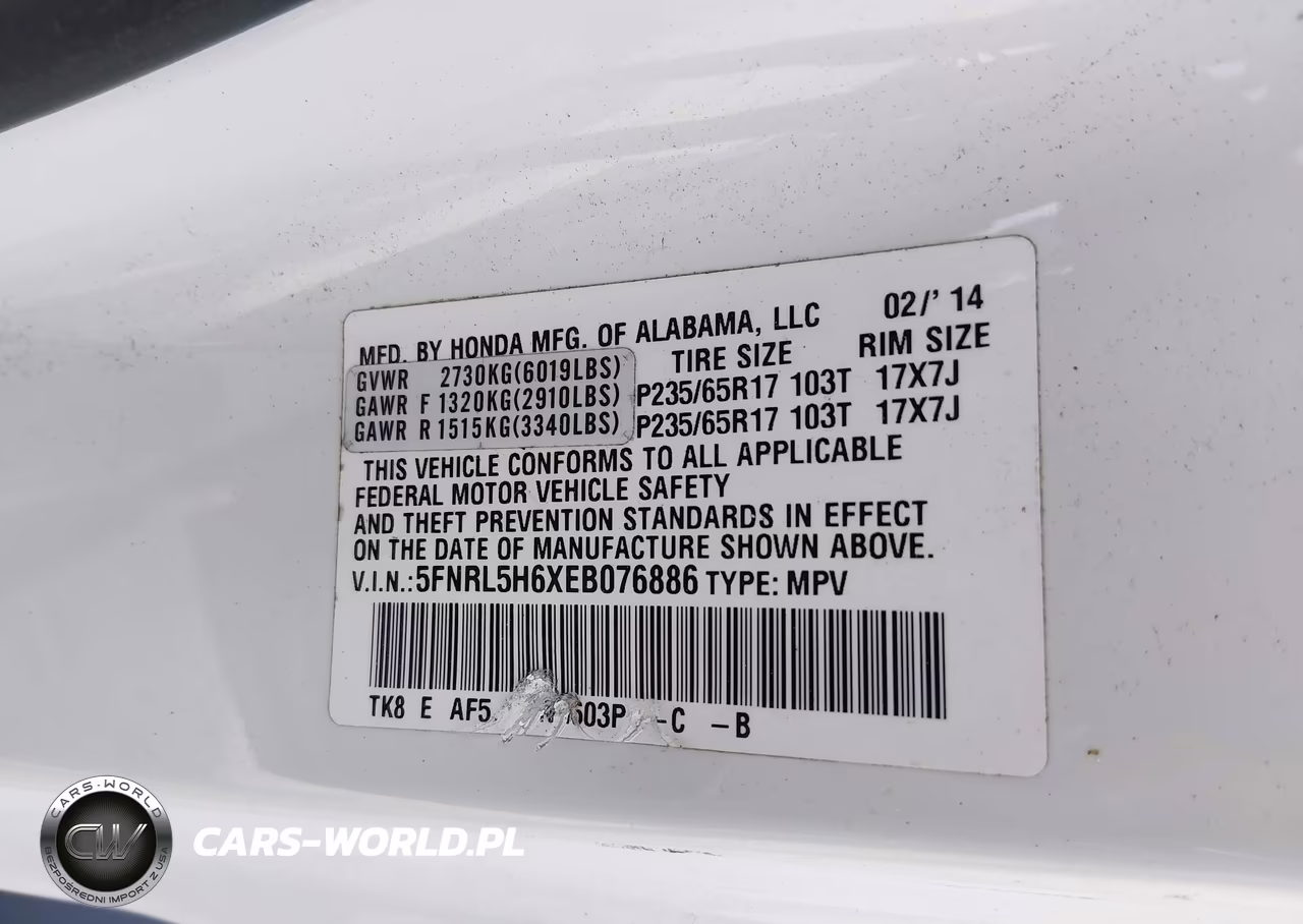 2014 Honda Odyssey Ex-L VIN:5FNRL5H6XEB076886 - 9
