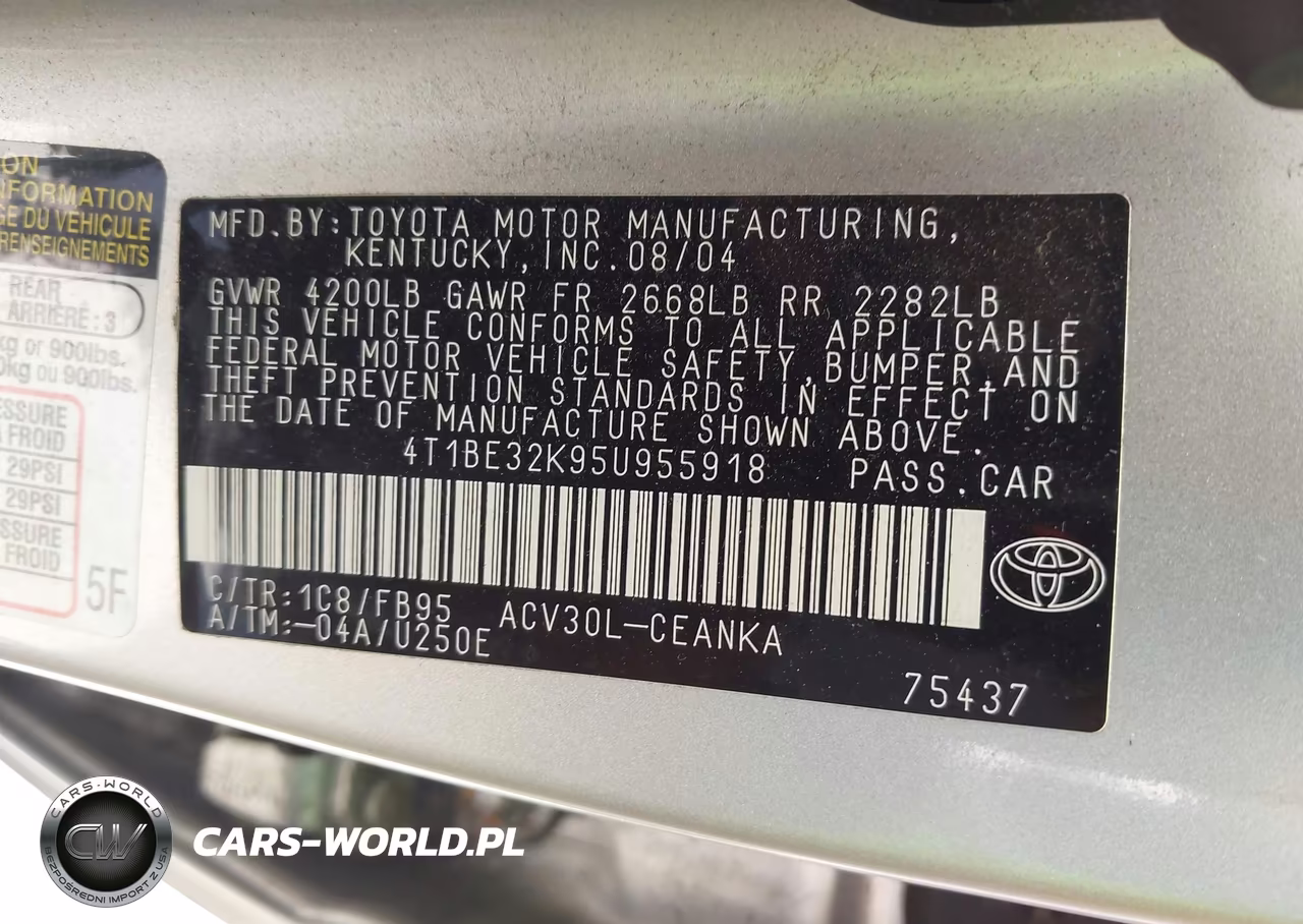 2005 Toyota Camry Le VIN:4T1BE32K95U955918 - 9