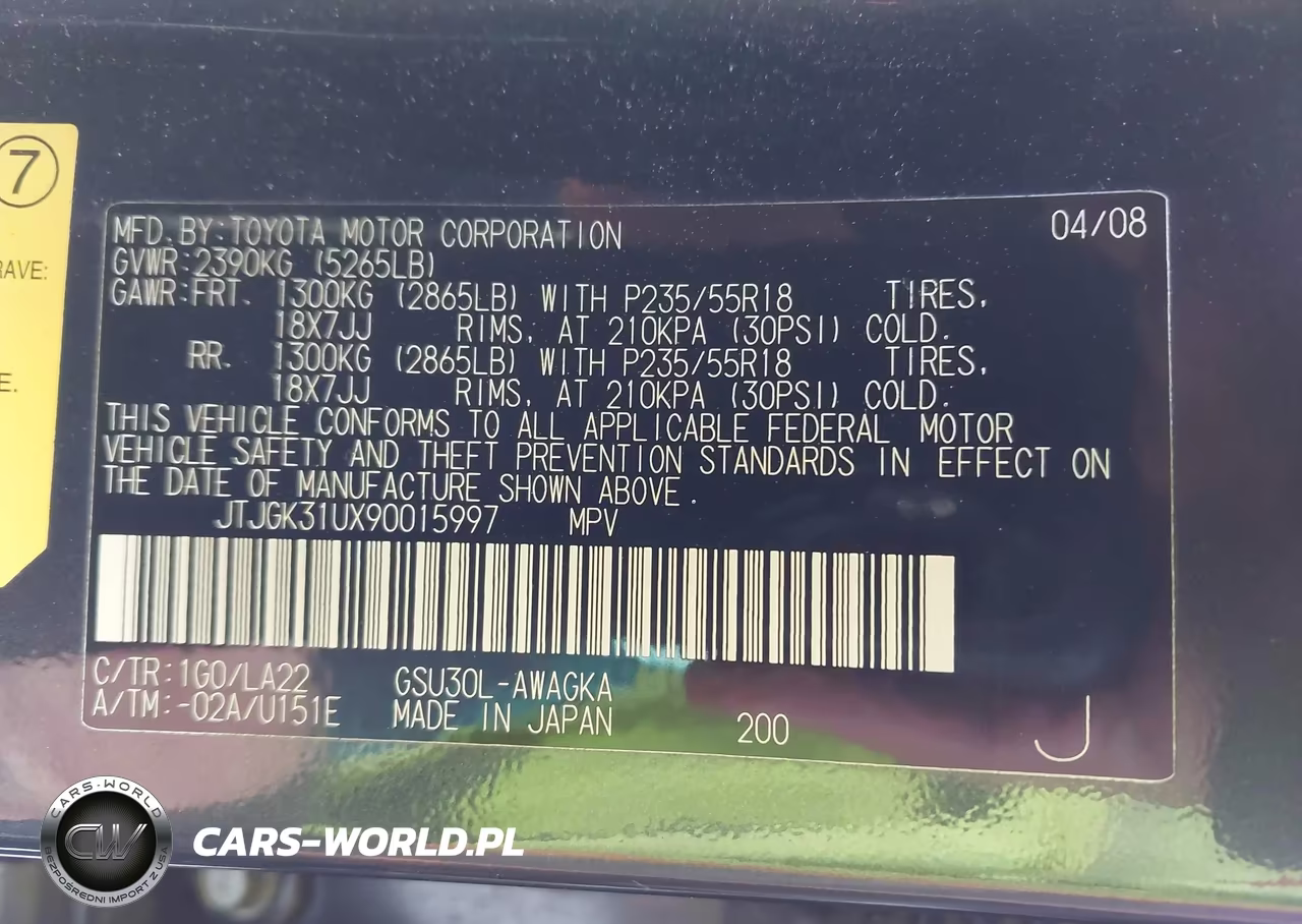 2009 Lexus Rx 350 VIN:JTJGK31UX90015997 - 9