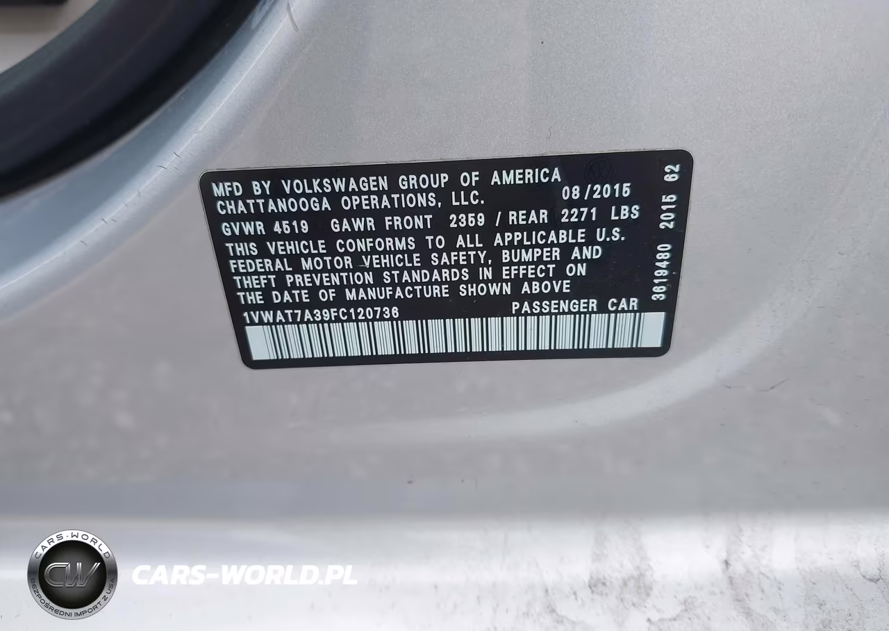 2015 Volkswagen Passat 1.8T Limited Edition VIN:1VWAT7A39FC120736 - 9