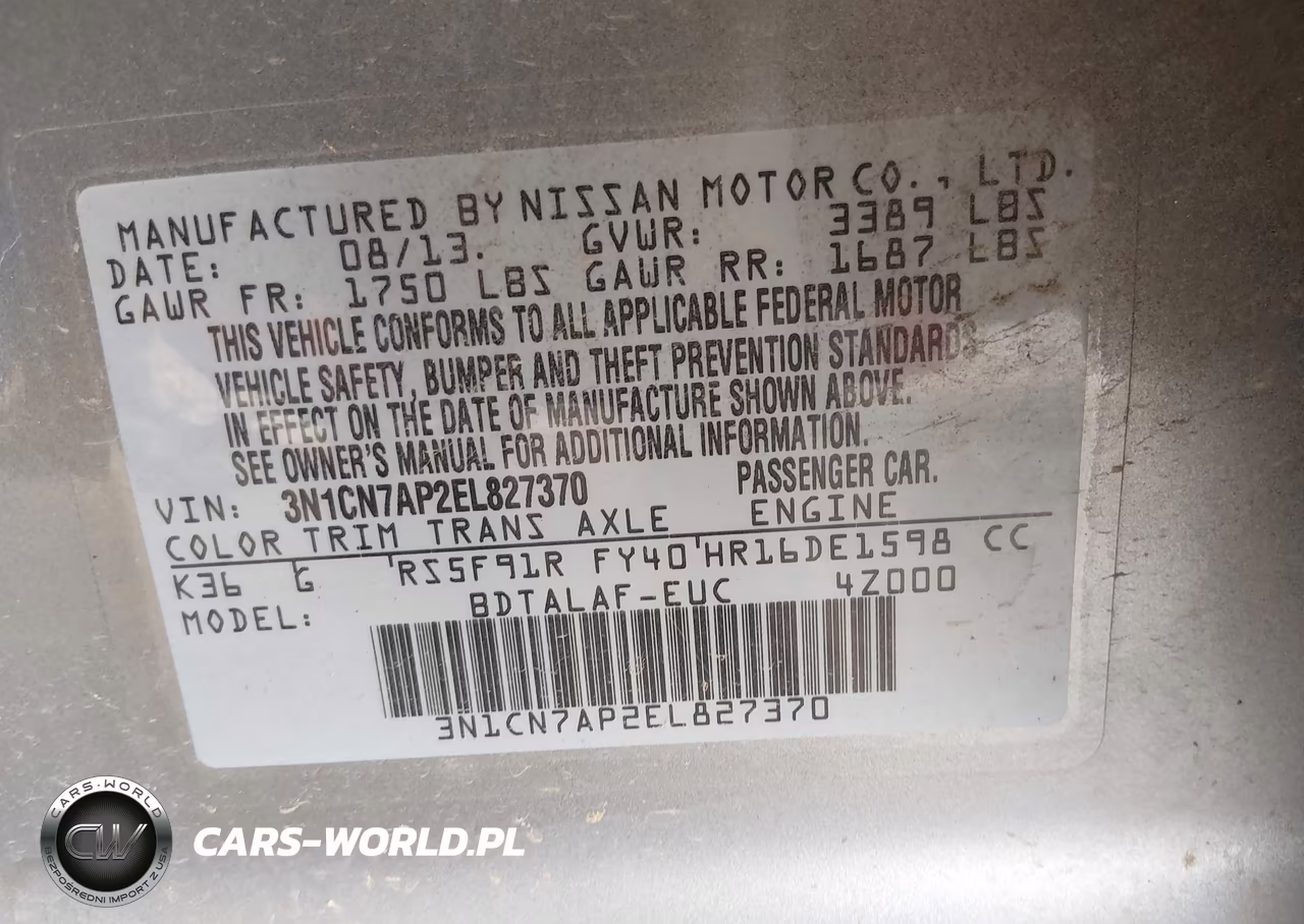 2014 Nissan Versa S VIN:3N1CN7AP2EL827370 - 9