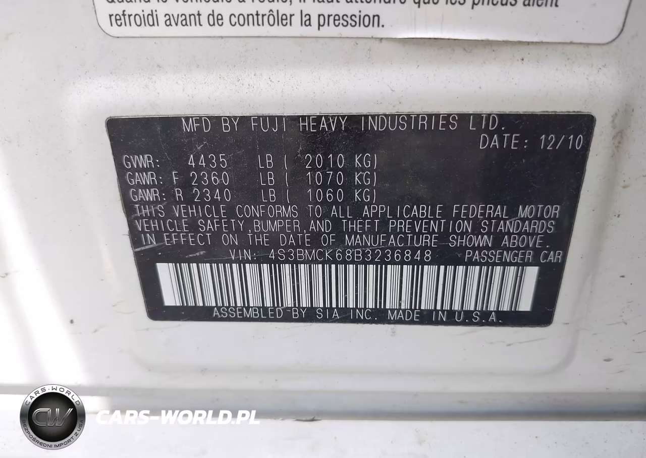 2011 Subaru Legacy 2.5I Limited VIN:4S3BMCK68B3236848 - 9