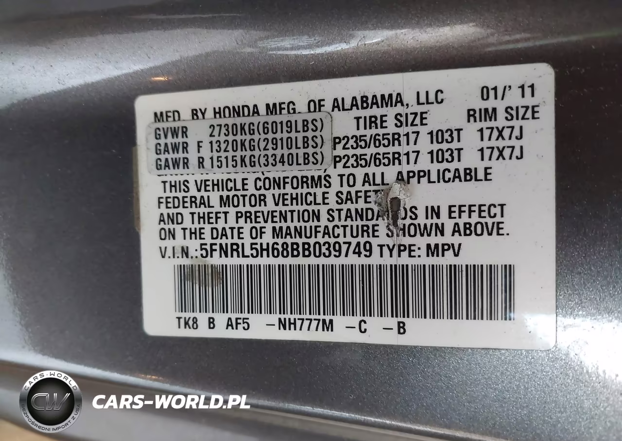 2011 Honda Odyssey Ex-L VIN:5FNRL5H68BB039749 - 9