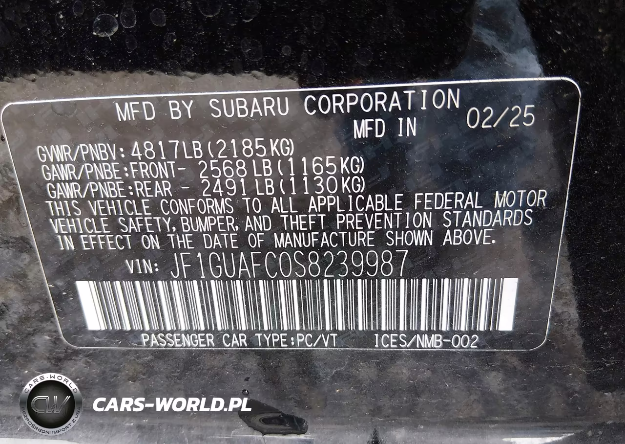 2025 Subaru Impreza Sport 5-Door VIN:JF1GUAFC0S8239987 - 9
