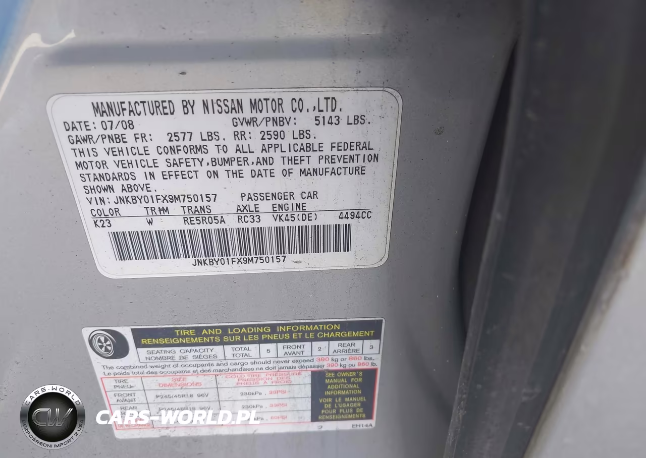 2009 Infiniti M45X VIN:JNKBY01FX9M750157 - 9