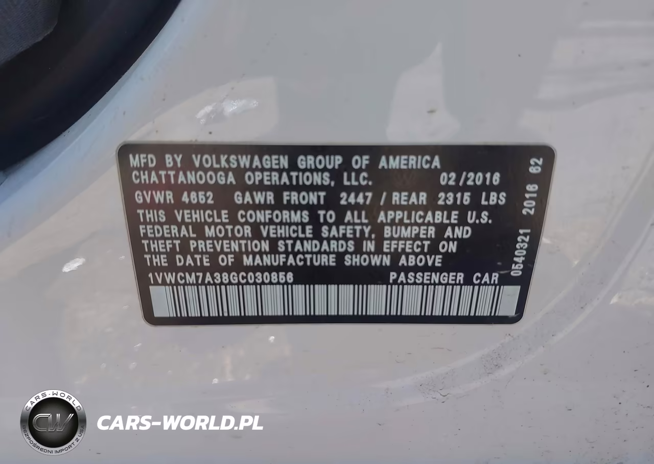 2016 Volkswagen Passat V6 Sel Premium VIN:1VWCM7A38GC030856 - 9