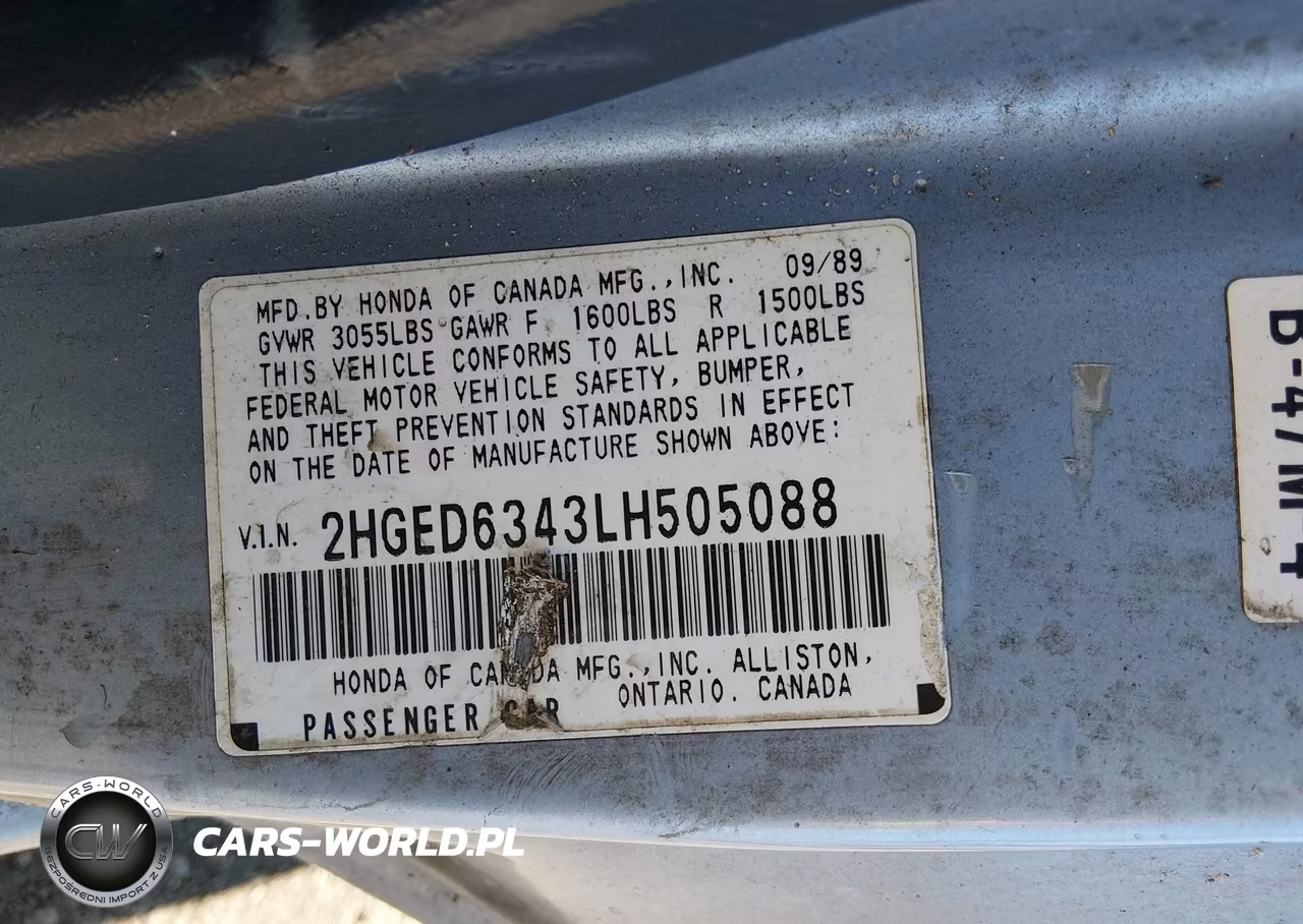 1990 Honda Civic VIN:2HGED6343LH505088 - 9