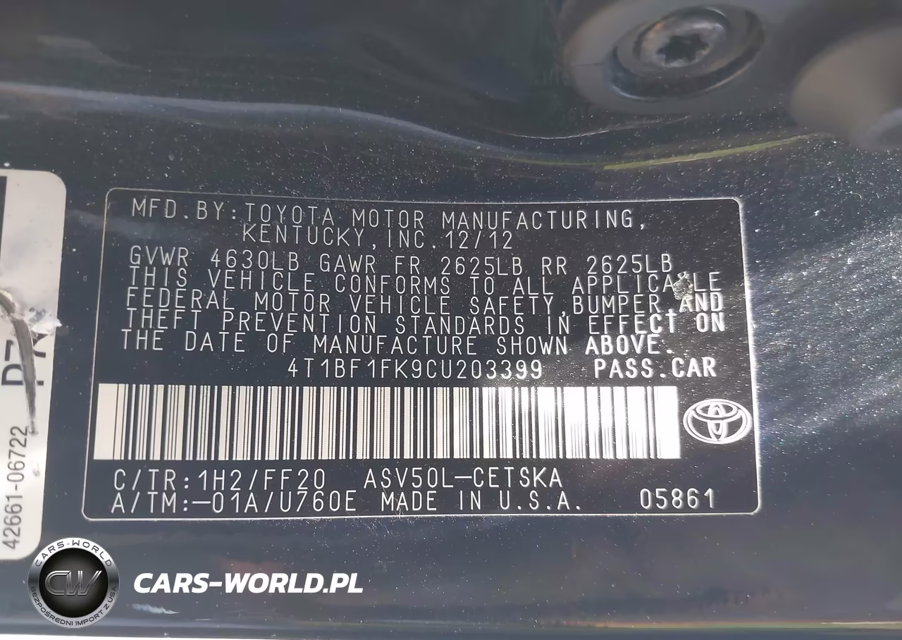 2012 Toyota Camry Se-Le-Xle VIN:4T1BF1FK9CU203399 - 9