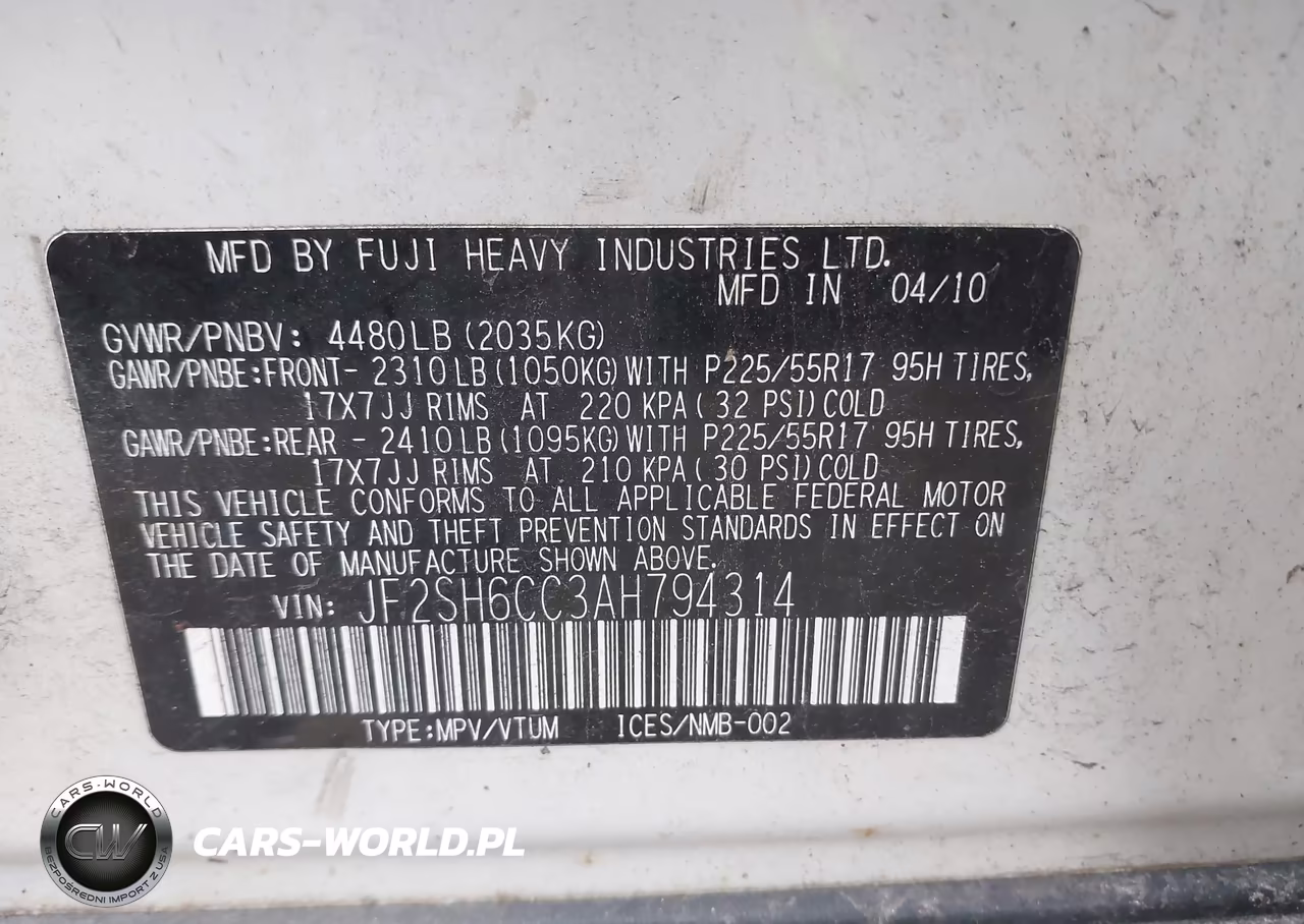 2010 Subaru Forester 2.5X Premium VIN:JF2SH6CC3AH794314 - 9