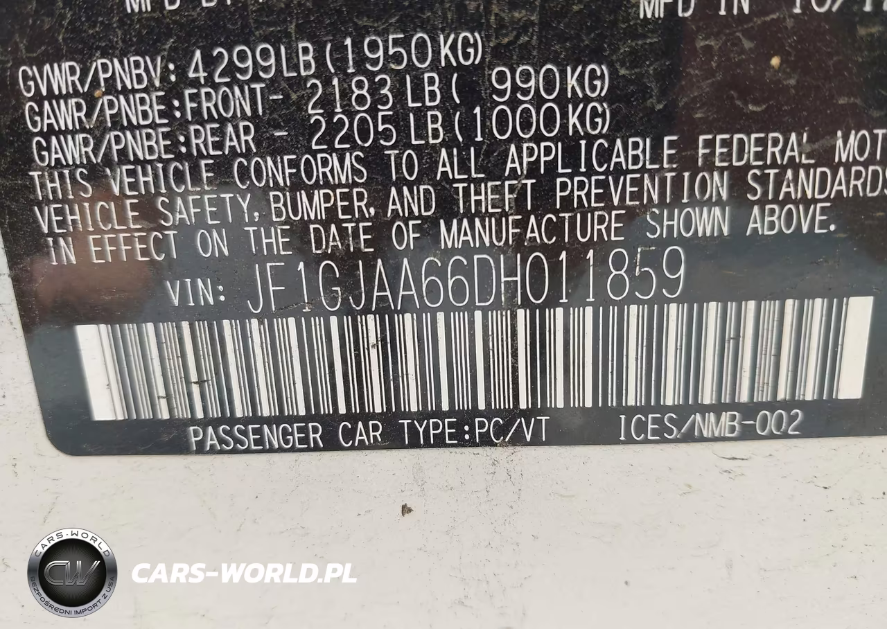 2013 Subaru Impreza 2.0I VIN:JF1GJAA66DH011859 - 9