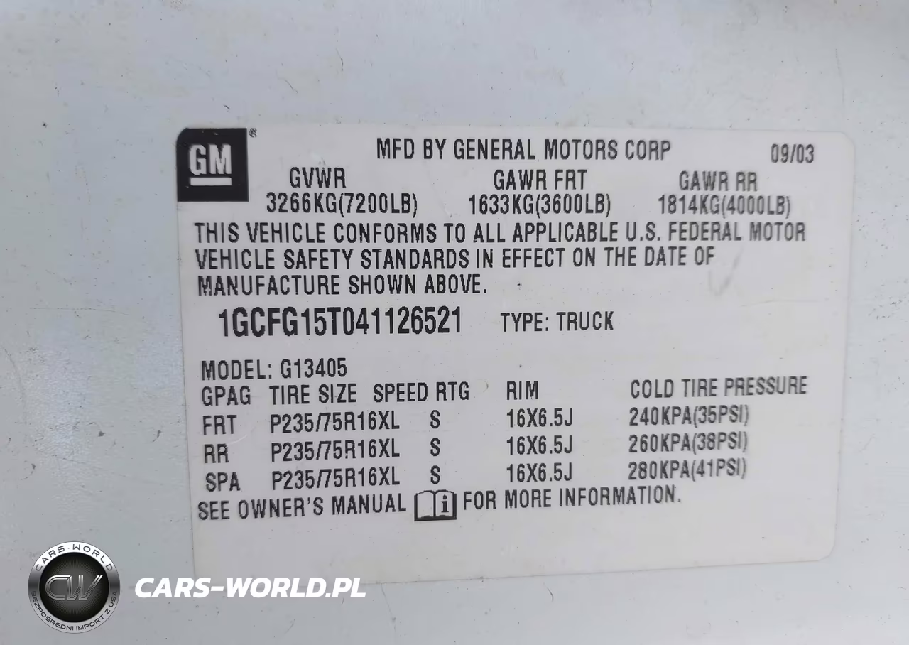 2004 Chevrolet Express VIN:1GCFG15T041126521 - 9