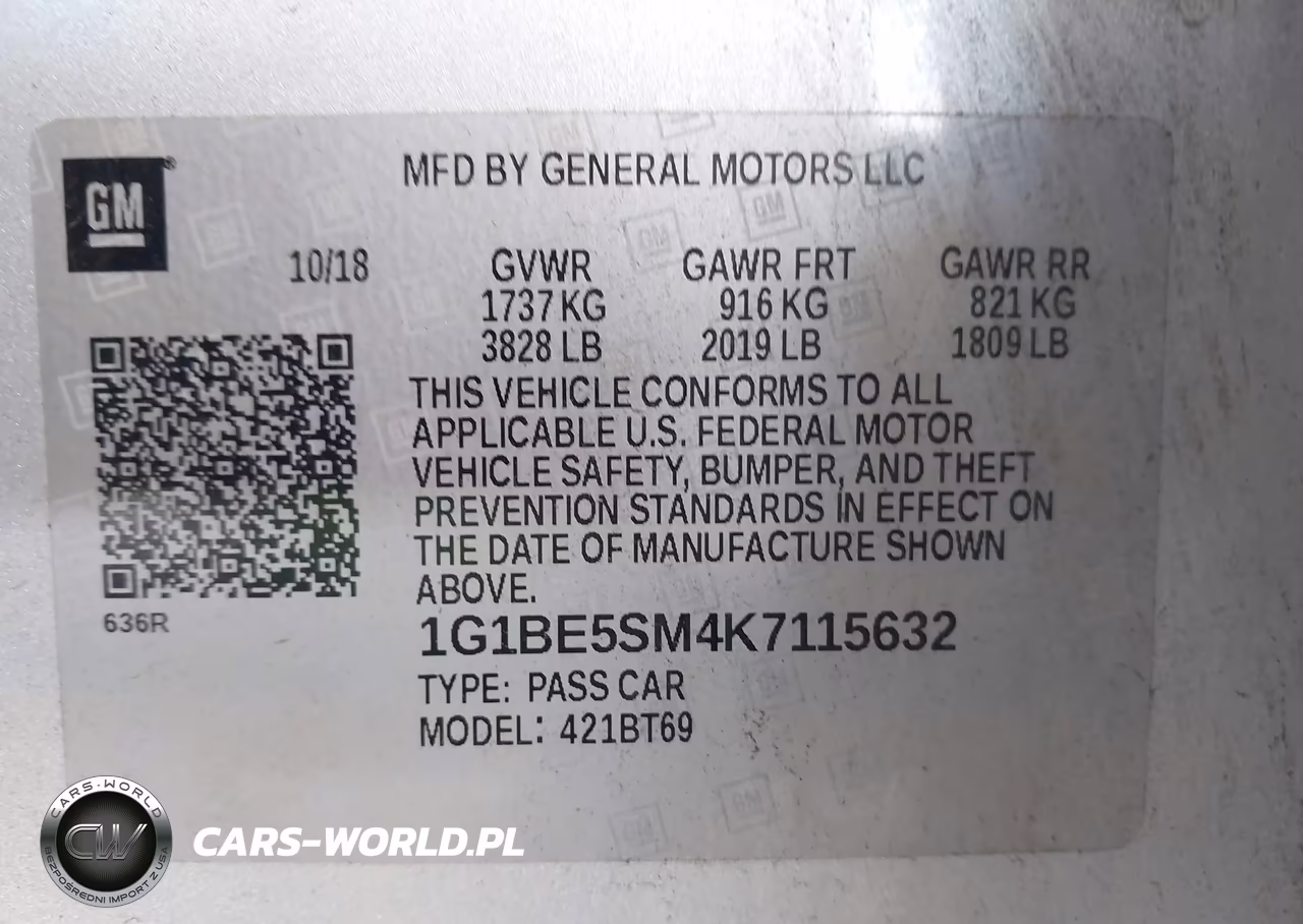 2019 Chevrolet Cruze Lt VIN:1G1BE5SM4K7115632 - 9
