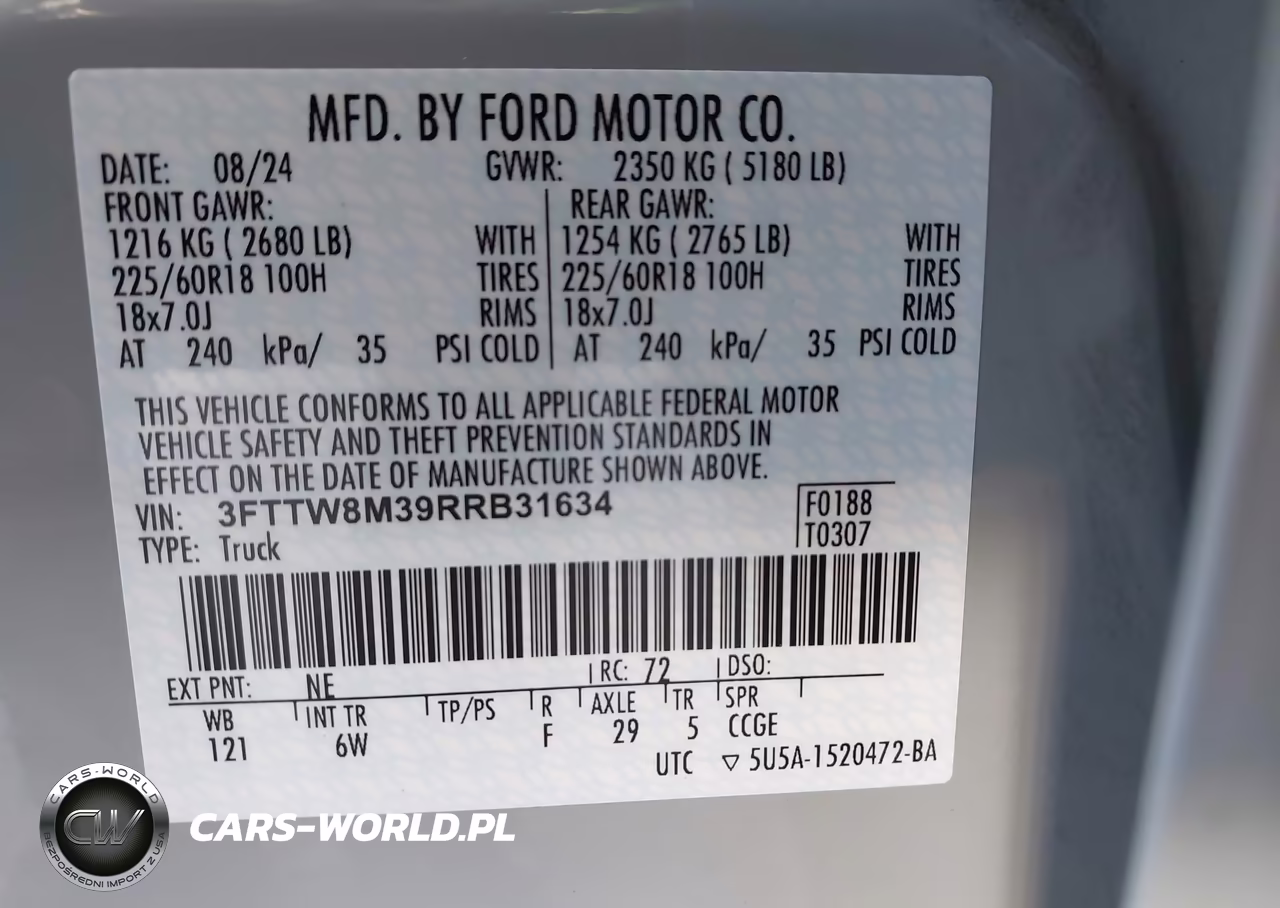 2024 Ford Maverick Lariat VIN:3FTTW8M39RRB31634 - 9