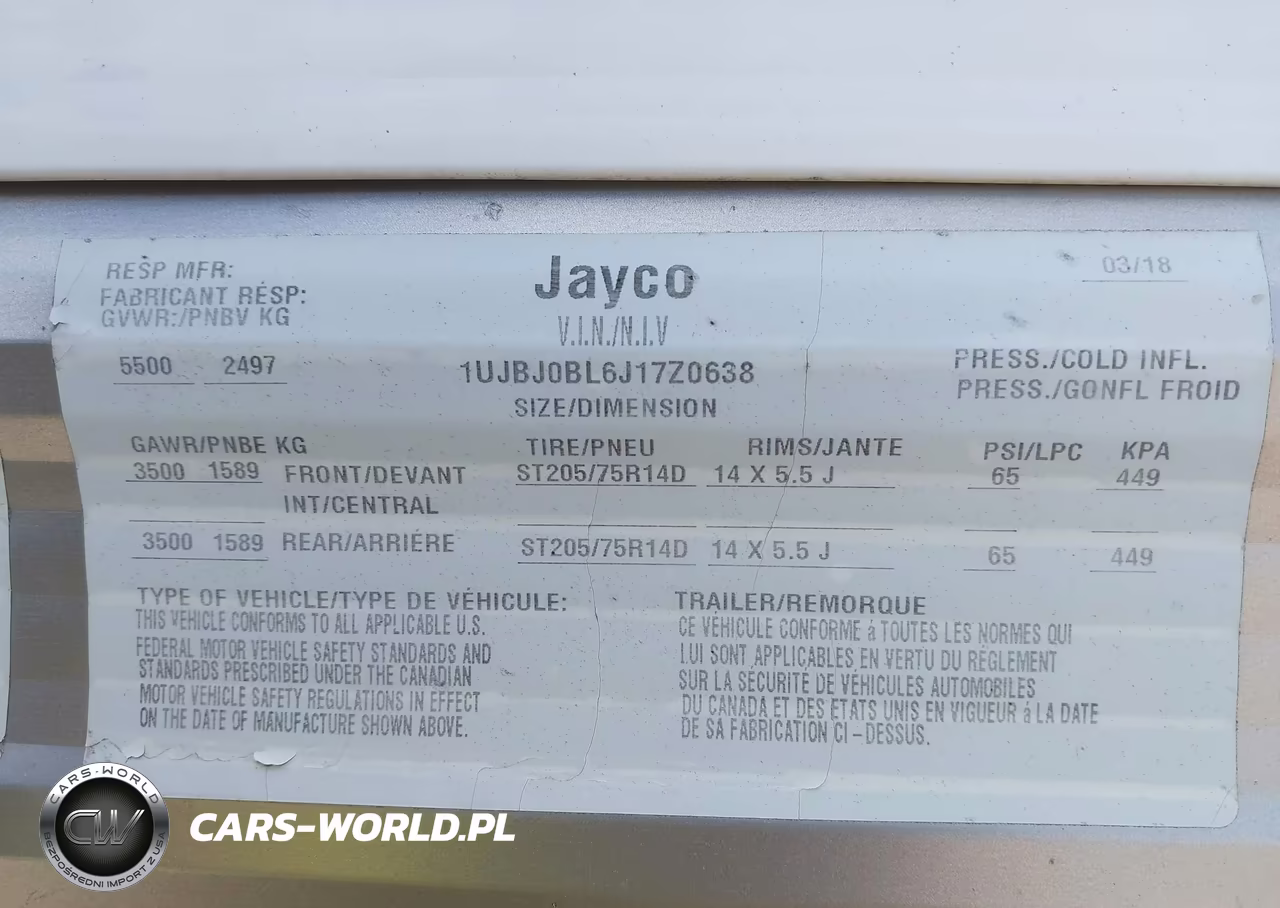 2018 Jayco Other VIN:1UJBJ0BL6J17Z0638 - 9