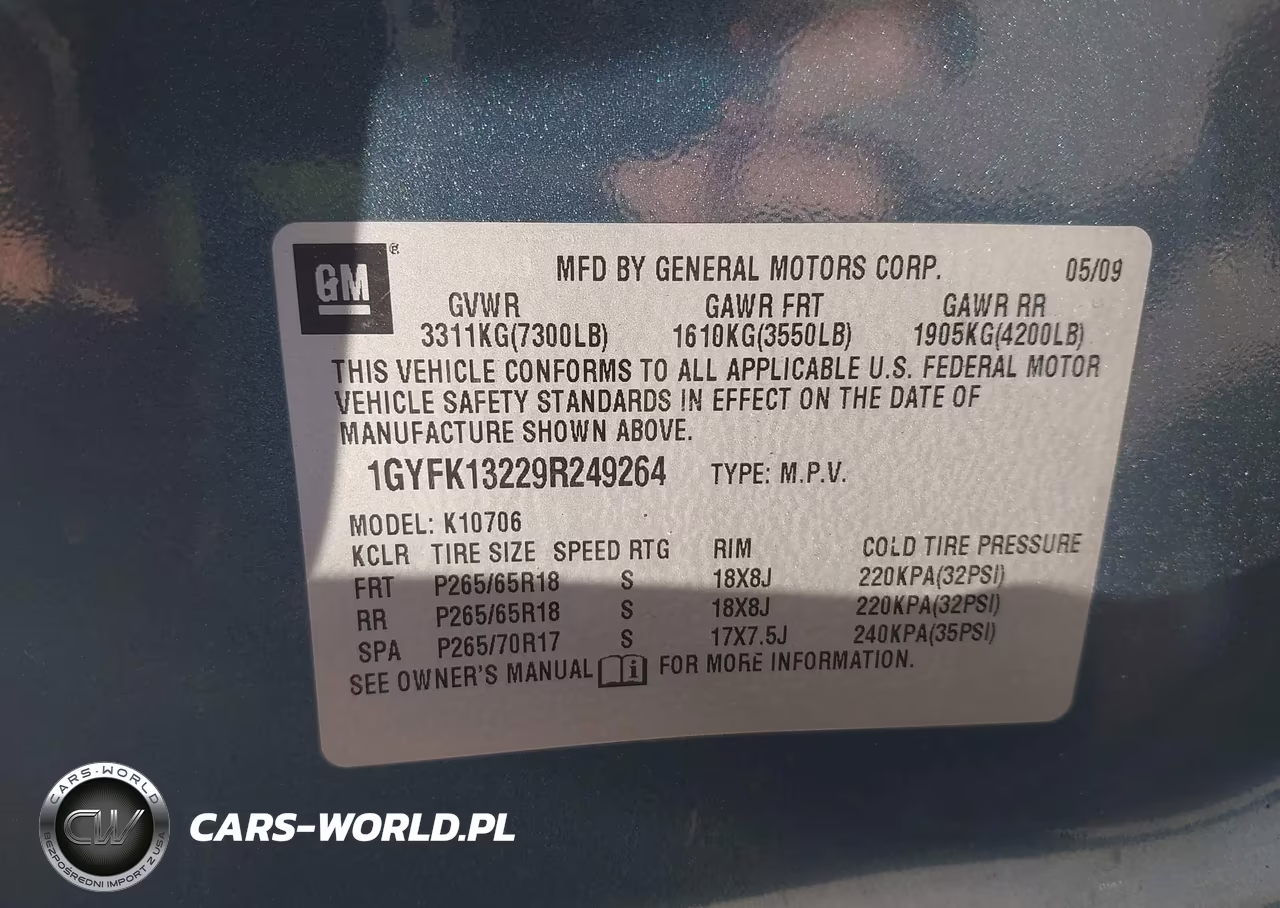 2009 Cadillac Escalade Standard VIN:1GYFK13229R249264 - 9