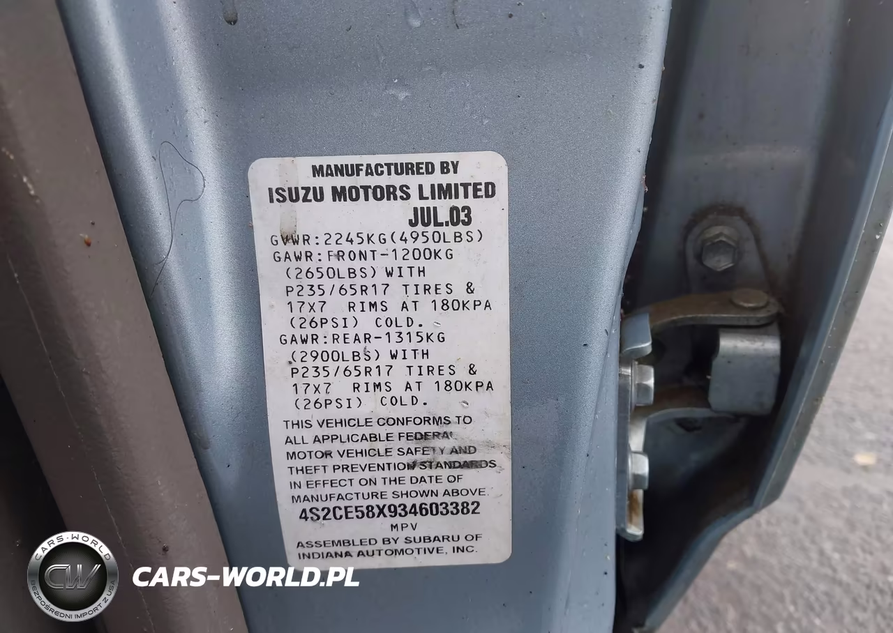 2003 Isuzu Axiom S-Xs VIN:4S2CE58X934603382 - 9