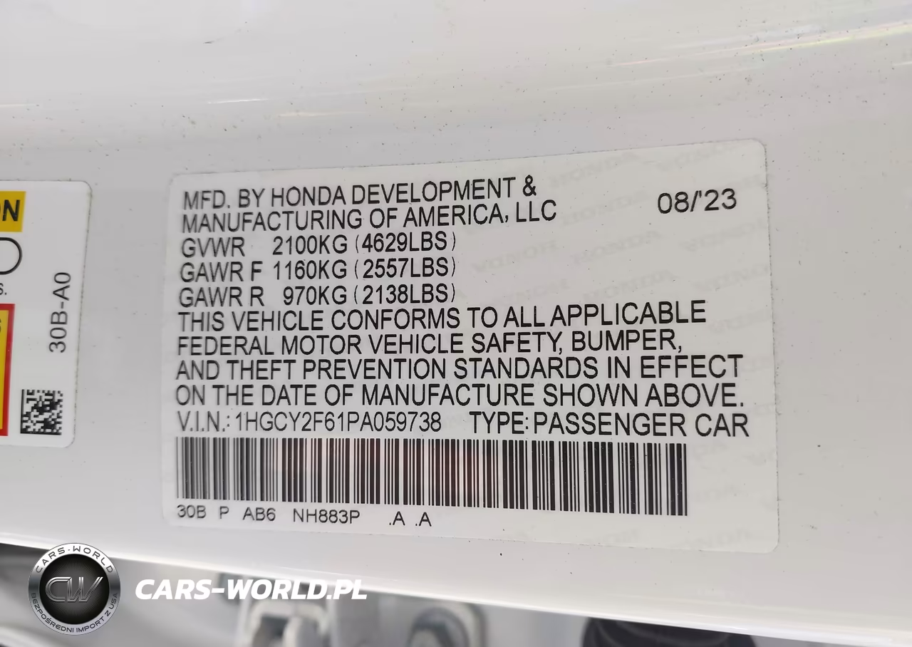 2023 Honda Accord Hybrid Ex-L VIN:1HGCY2F61PA059738 - 9