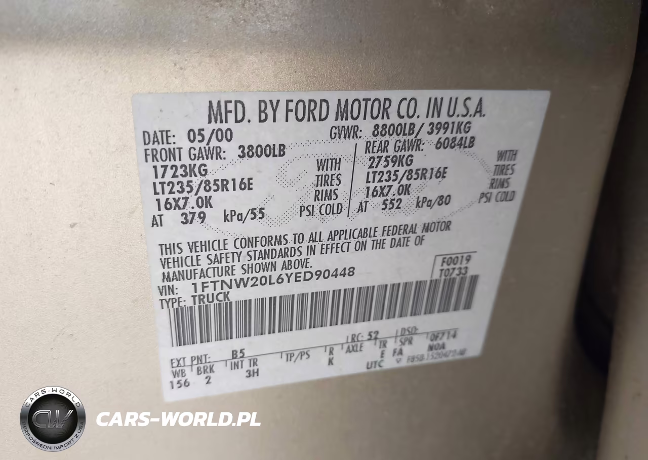 2000 Ford F-250 Lariat-Xl-Xlt VIN:1FTNW20L6YED90448 - 9