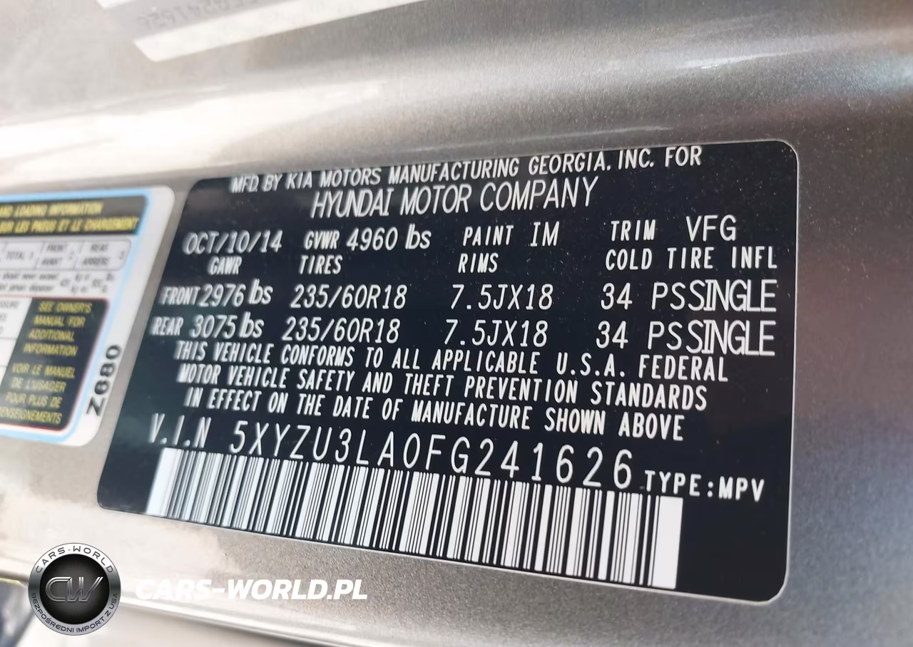 2015 Hyundai Santa Fe Sport 2.0L Turbo VIN:5XYZU3LA0FG241626 - 9