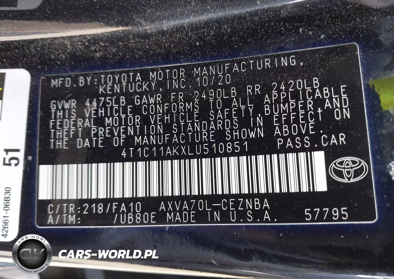 2020 Toyota Camry Le VIN:4T1C11AKXLU510851 - 9