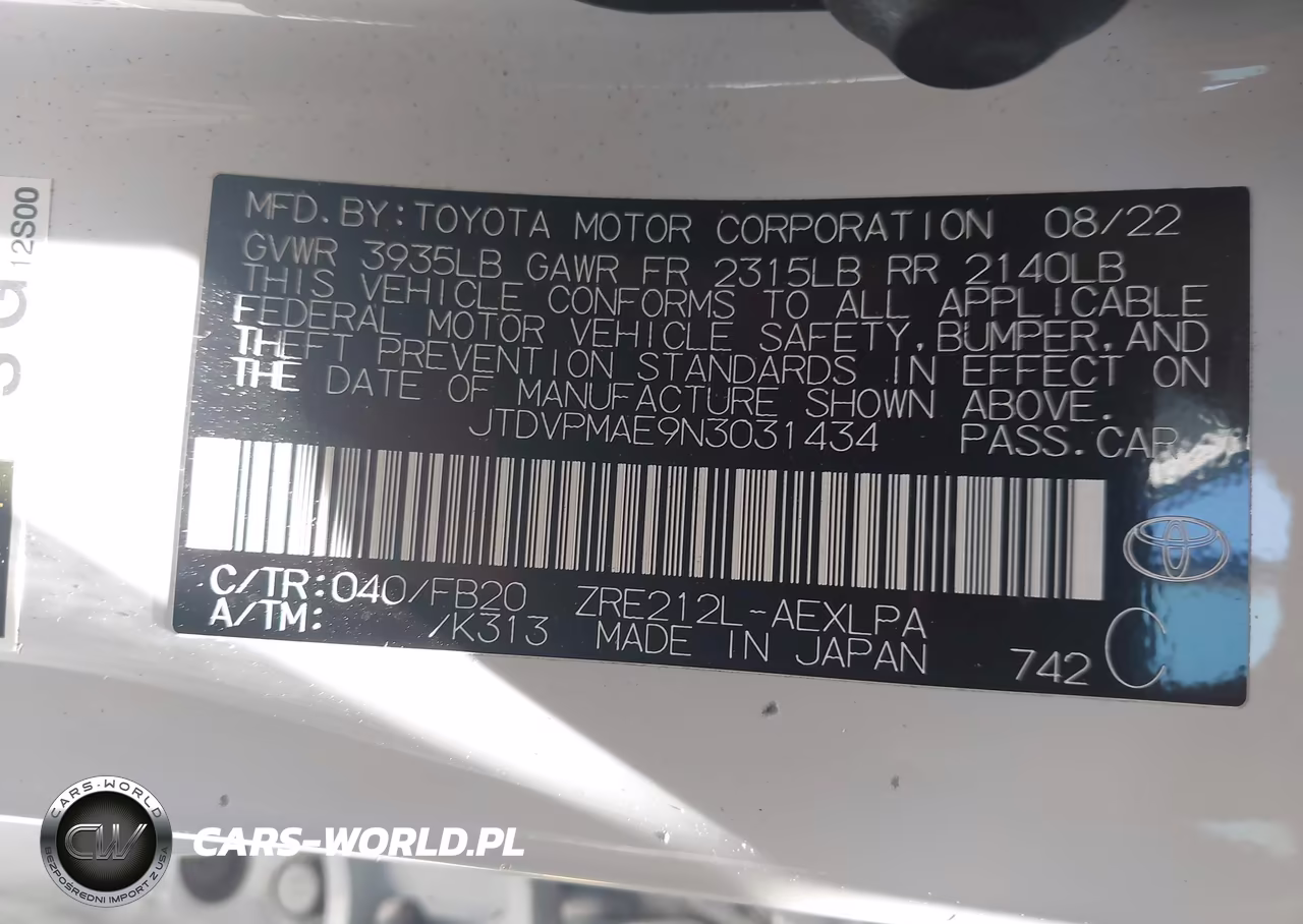 2022 Toyota Corolla Le VIN:JTDVPMAE9N3031434 - 9
