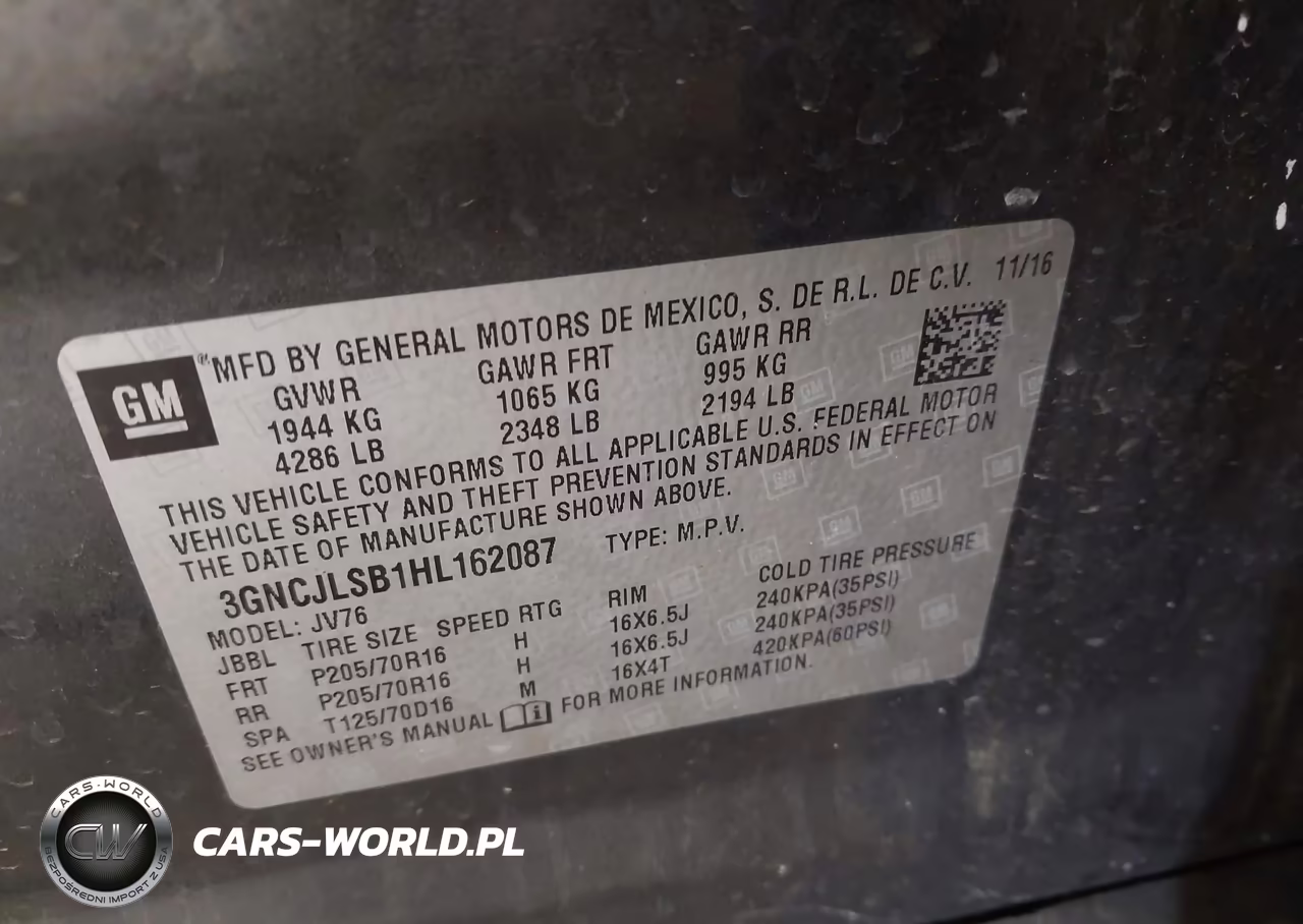 2017 Chevrolet Trax Lt VIN:3GNCJLSB1HL162087 - 9
