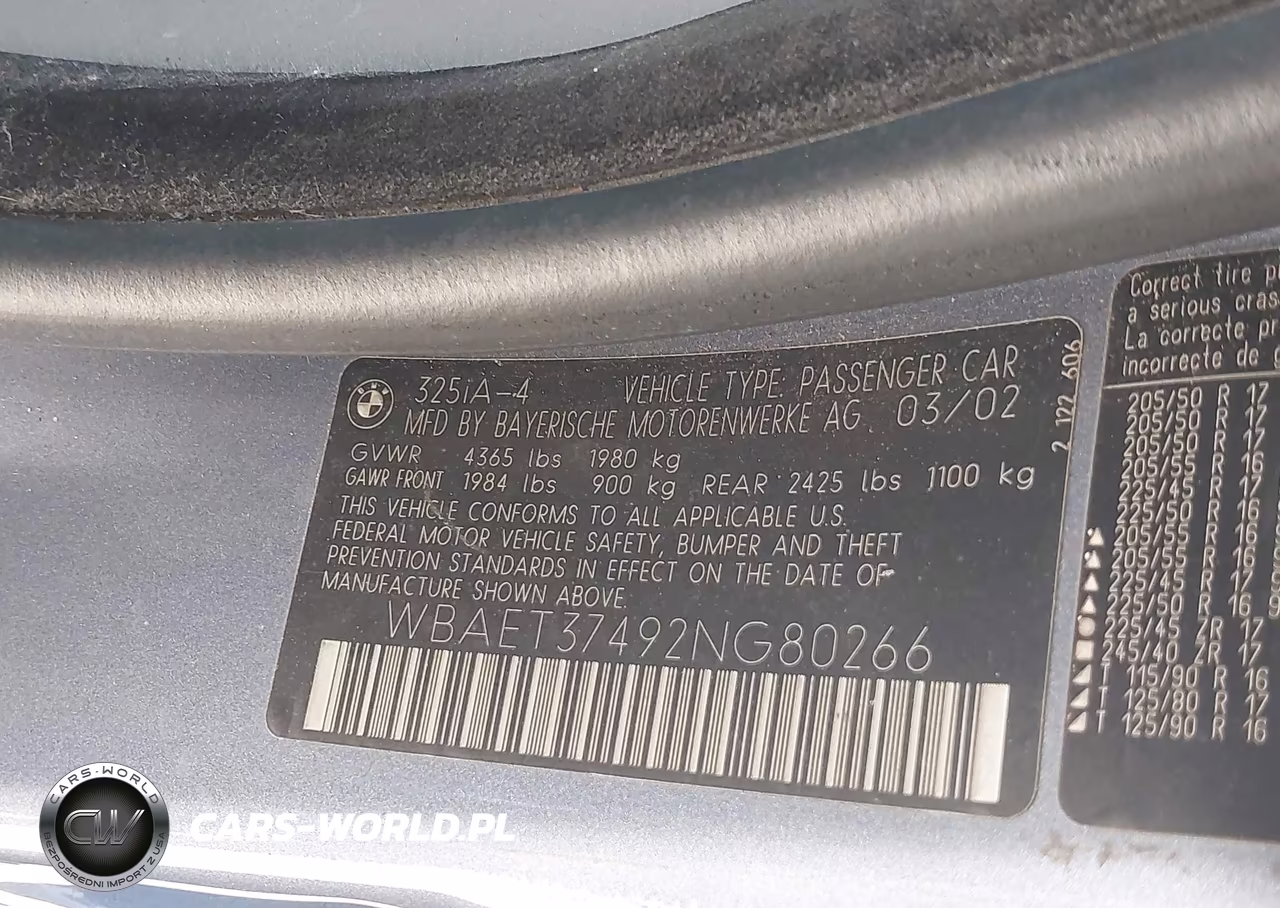 2002 BMW 325I VIN:WBAET37492NG80266 - 9