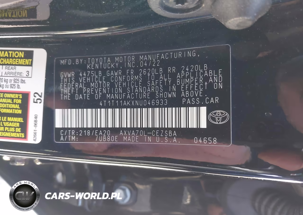 2022 Toyota Camry Se VIN:4T1T11AKXNU046933 - 9