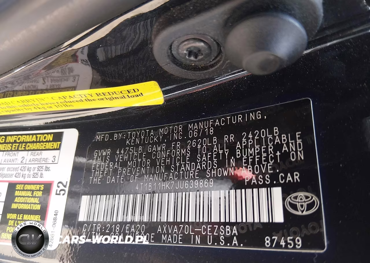 2018 Toyota Camry Se VIN:4T1B11HK7JU639869 - 9