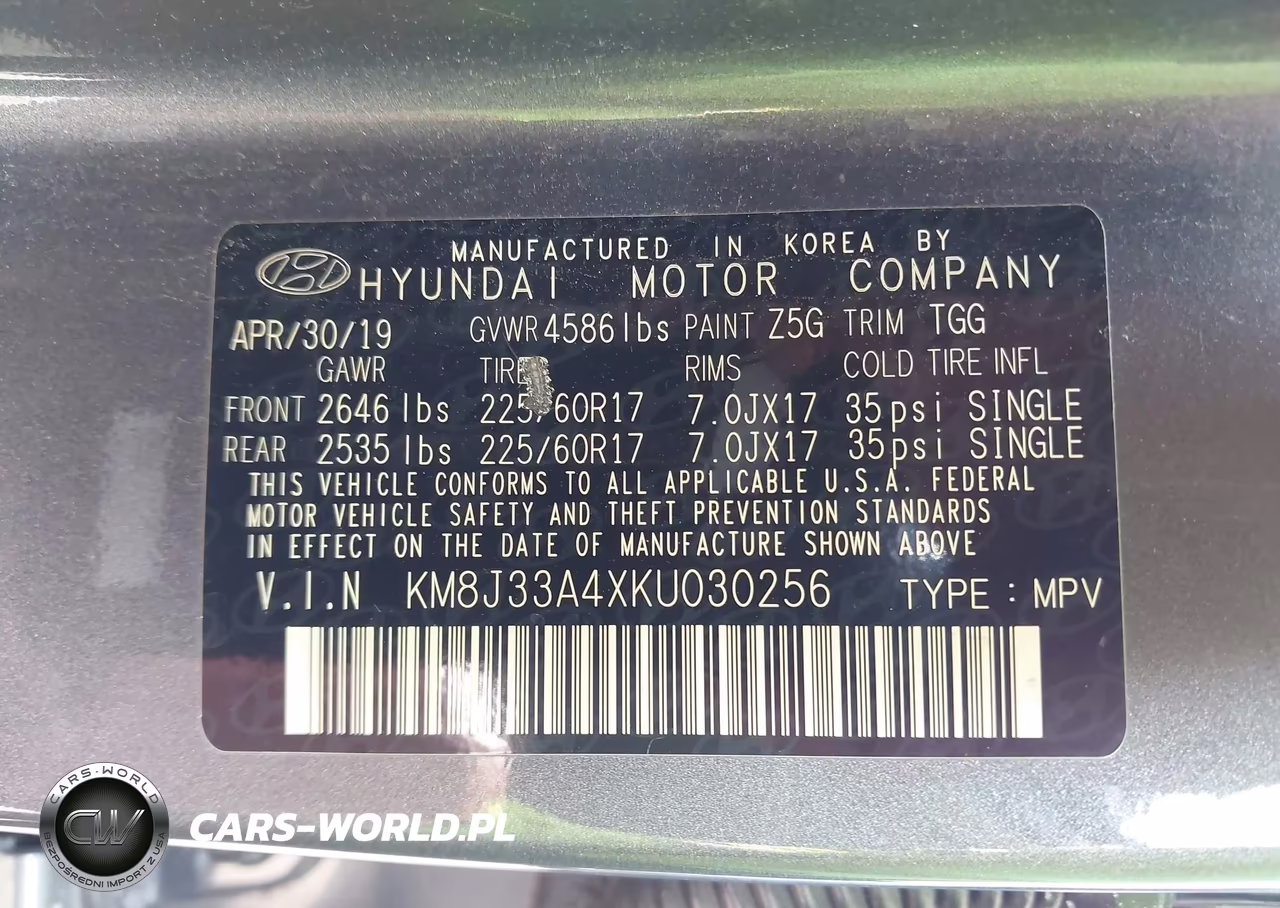 2019 Hyundai Tucson Value VIN:KM8J33A4XKU030256 - 9