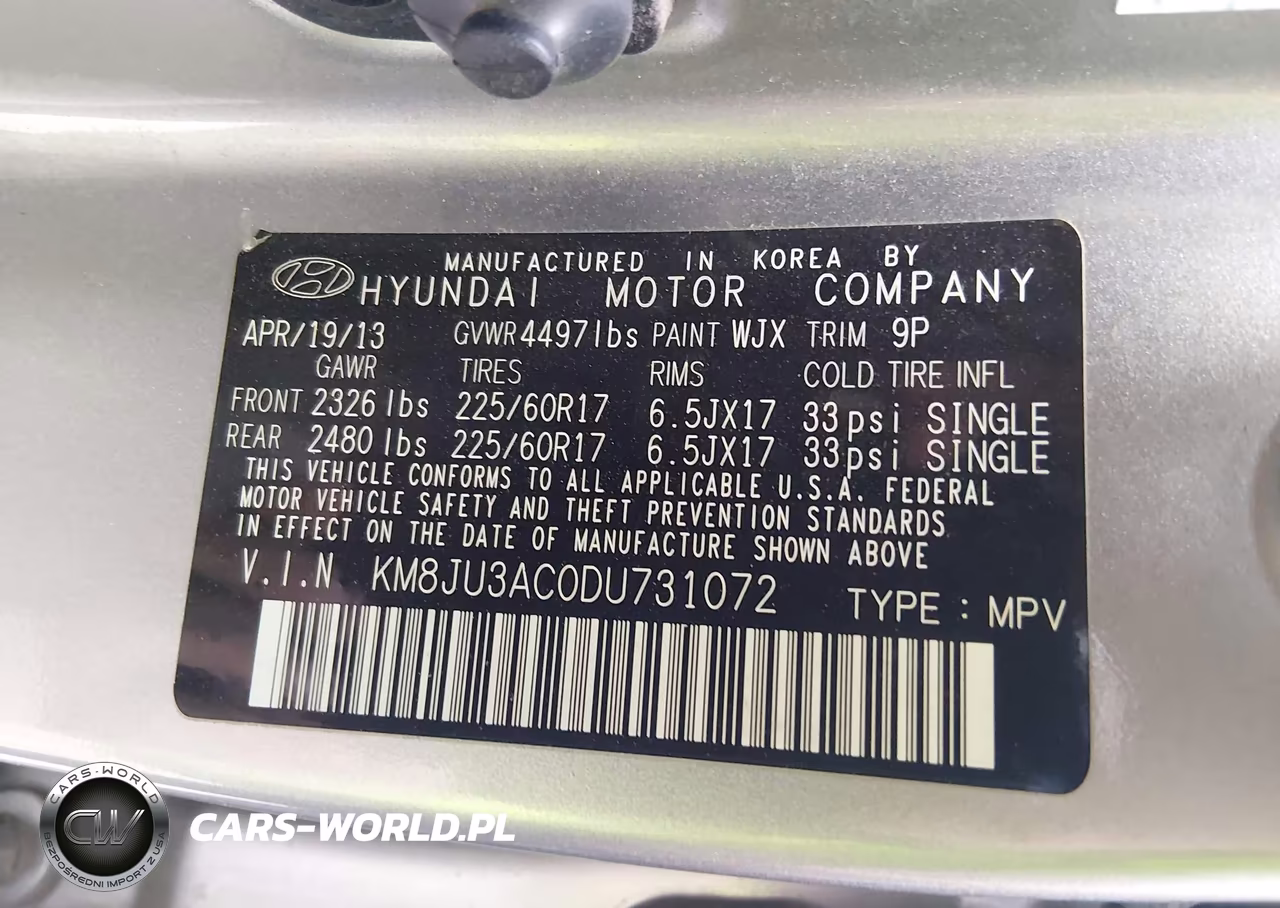 2013 Hyundai Tucson Gls VIN:KM8JU3AC0DU731072 - 9