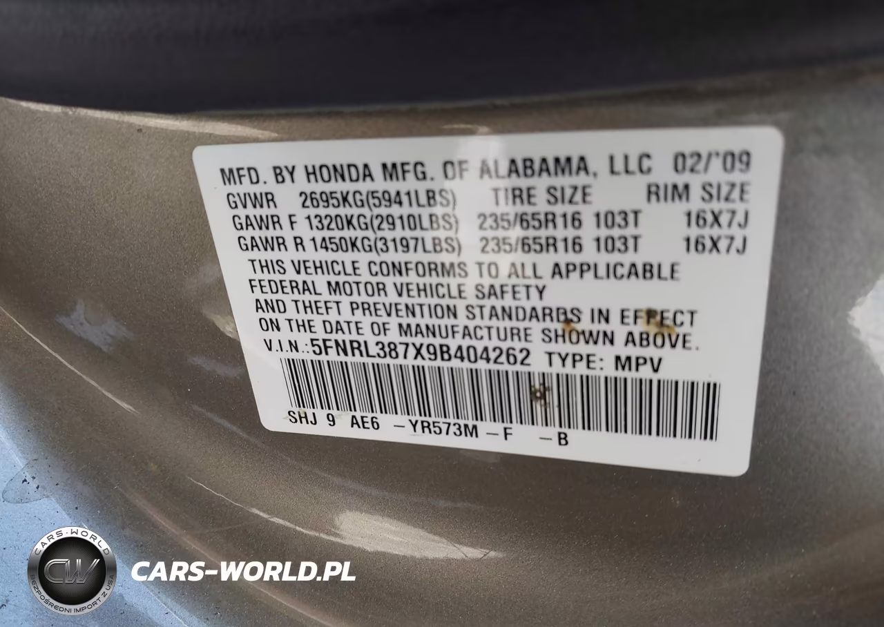 2009 Honda Odyssey Ex-L VIN:5FNRL387X9B404262 - 9