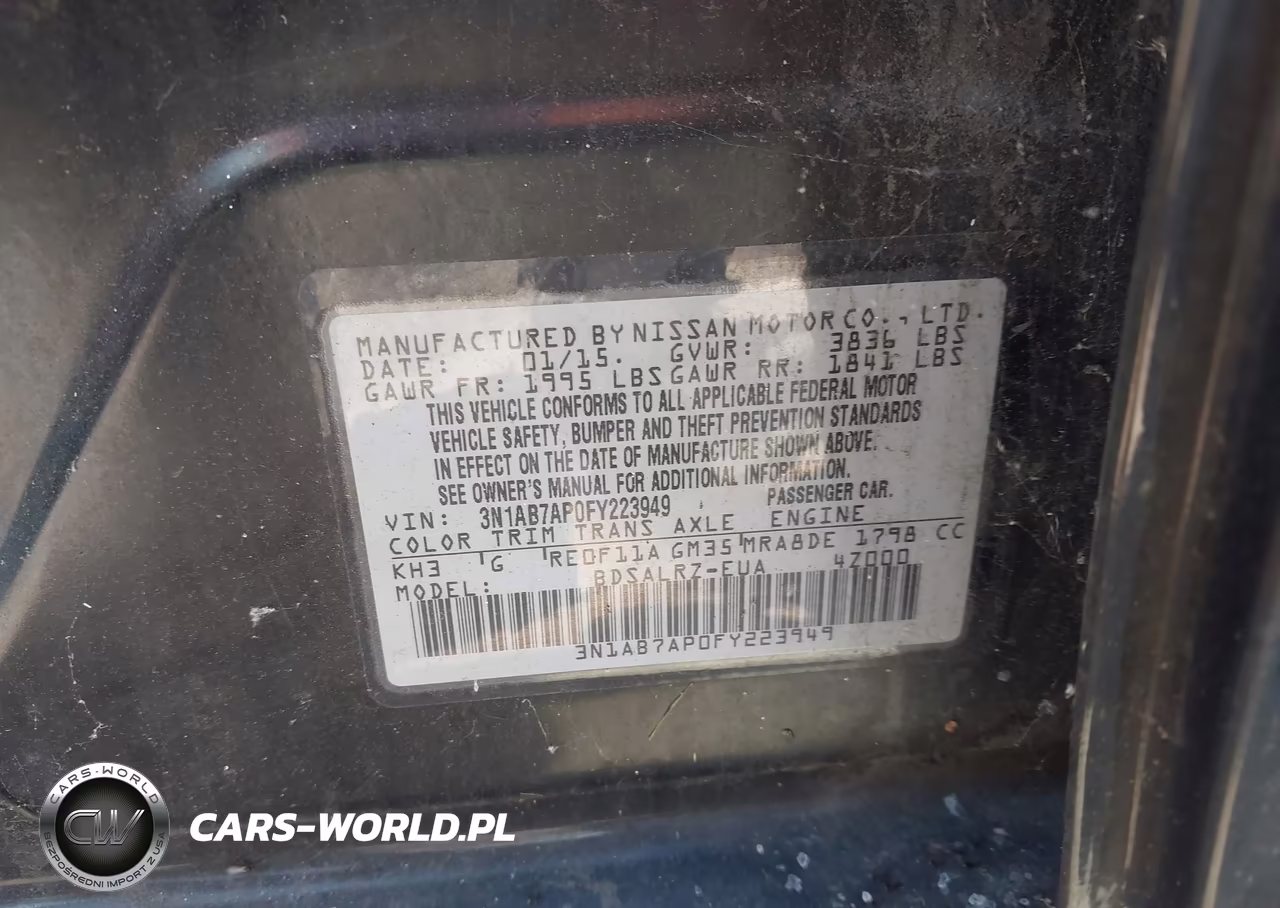 2015 Nissan Sentra Sr VIN:3N1AB7AP0FY223949 - 9