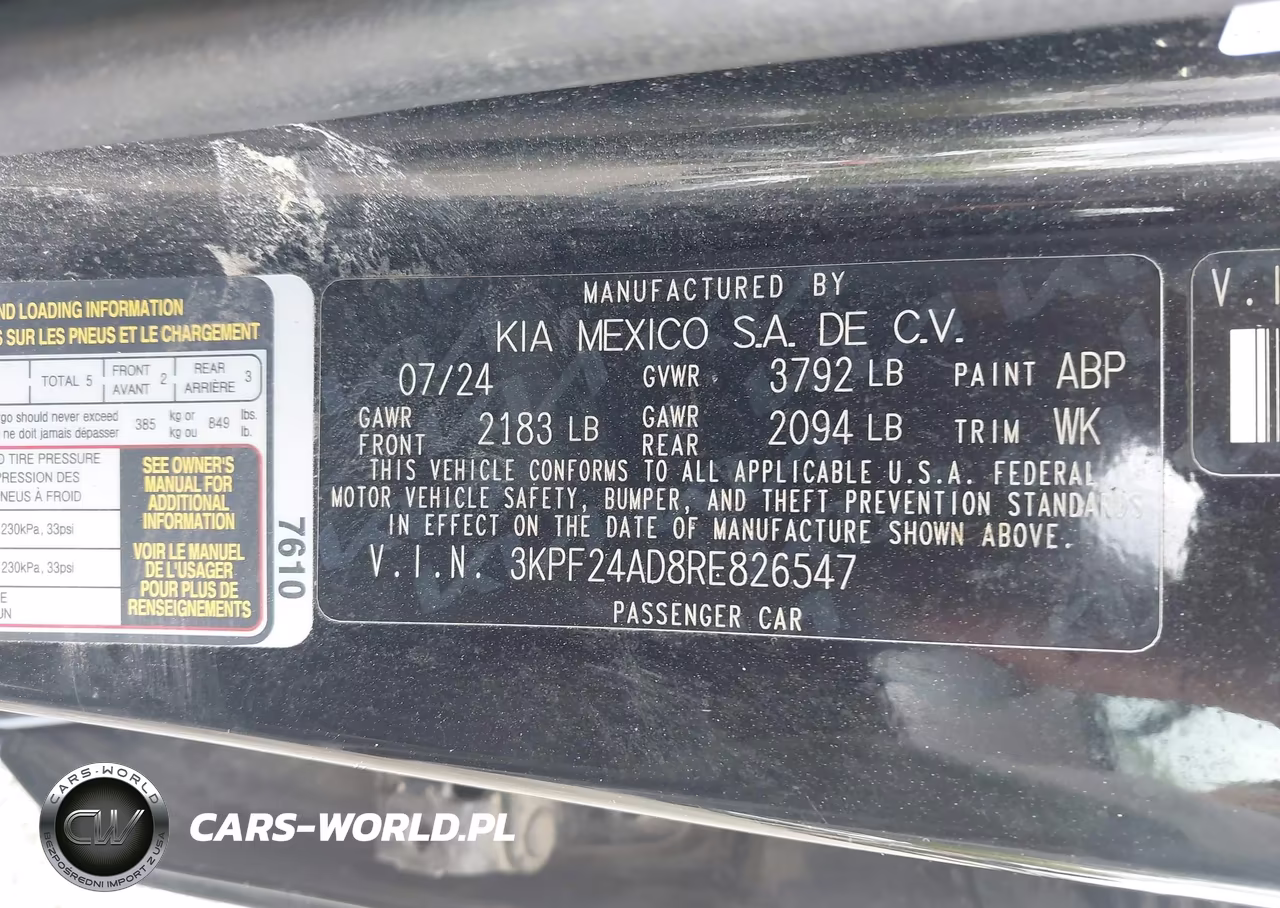 2024 Kia Forte Lxs VIN:3KPF24AD8RE826547 - 9
