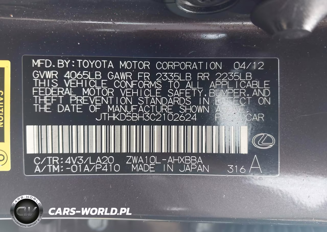 2012 Lexus Ct 200H Premium VIN:JTHKD5BH3C2102624 - 9