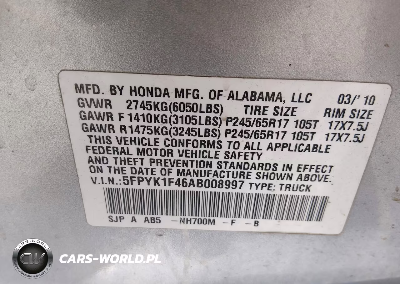 2010 Honda Ridgeline Rts VIN:5FPYK1F46AB008997 - 9