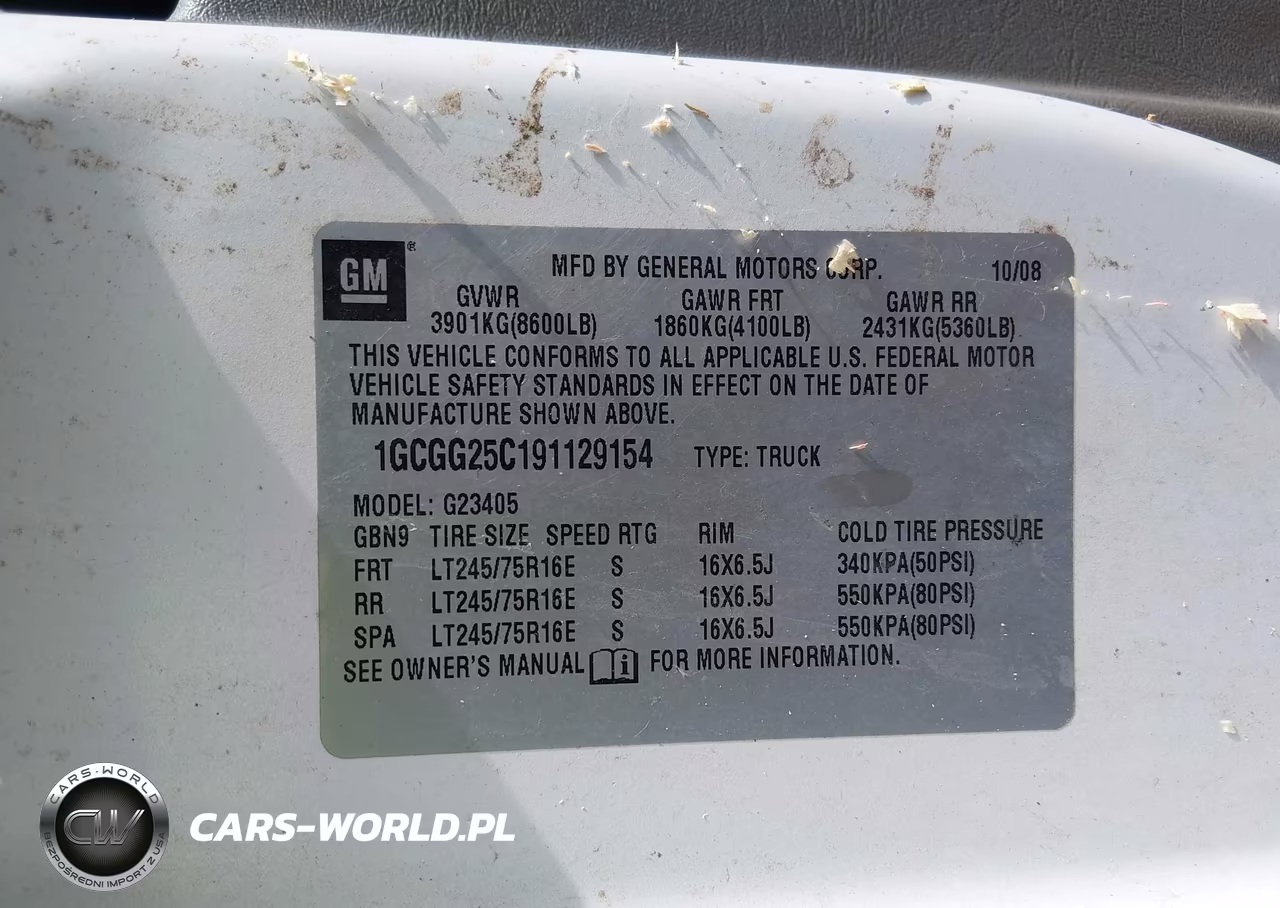 2009 Chevrolet Express Work Van VIN:1GCGG25C191129154 - 9