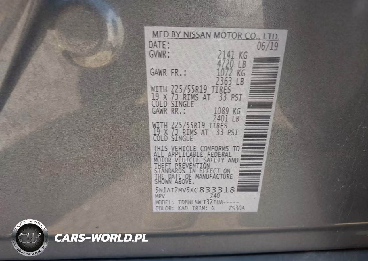 2019 Nissan Rogue Sl VIN:5N1AT2MV5KC833318 - 9