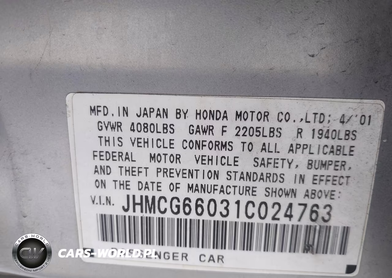 2001 Honda Accord 2.3 Ex VIN:JHMCG66031C024763 - 9